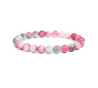 XXCLW 2 Pcs Natural Stone Beads Bracelet For Women Men Amethysts Crystal Quartzs Aquamarines Jades Jewelry Agates Elastic Bangle Bracelets(6mm beads_Peach)