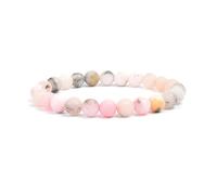 XXCLW 2 Pcs Natural Stone Beads Bracelet For Women Men Amethysts Crystal Quartzs Aquamarines Jades Jewelry Agates Elastic Bangle Bracelets(6mm beads_Pink Opal)