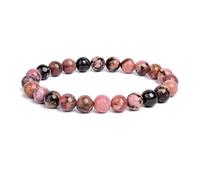 XXCLW 2 Pcs Natural Stone Beads Bracelet For Women Men Amethysts Crystal Quartzs Aquamarines Jades Jewelry Agates Elastic Bangle Bracelets(6mm beads_Rhodonite)
