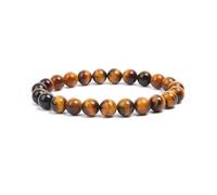 XXCLW 2 Pcs Natural Stone Beads Bracelet For Women Men Amethysts Crystal Quartzs Aquamarines Jades Jewelry Agates Elastic Bangle Bracelets(8mm beads_Tiger eye)