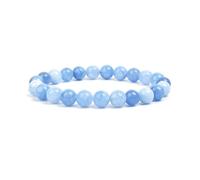 XXCLW 2 Pcs Natural Stone Beads Bracelet For Women Men Amethysts Crystal Quartzs Aquamarines Jades Jewelry Agates Elastic Bangle Bracelets(8mm beads_Aquamarine)