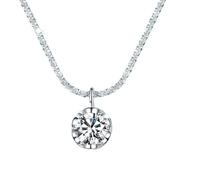 XXCLW 2ct Moissanite Necklace Pendant S925 Sterling Silver Party Wedding Gem Necklaces For Women(1ct 6.5mm Moissanite)