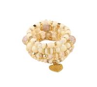XXCLW 4Pcs Boho Crystal Beads Chain Bracelet Set For Women Vintage Heart Charm Elastic Bangle Female Fashion Party Jewelry(11)