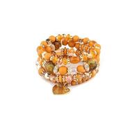 XXCLW 4Pcs Boho Crystal Beads Chain Bracelet Set For Women Vintage Heart Charm Elastic Bangle Female Fashion Party Jewelry(Big 8)