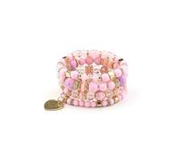 XXCLW 4Pcs Boho Crystal Beads Chain Bracelet Set For Women Vintage Heart Charm Elastic Bangle Female Fashion Party Jewelry(Big 6)
