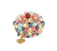 XXCLW 4Pcs Boho Crystal Beads Chain Bracelet Set For Women Vintage Heart Charm Elastic Bangle Female Fashion Party Jewelry(13)