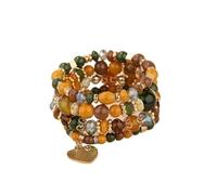 XXCLW 4Pcs Boho Crystal Beads Chain Bracelet Set For Women Vintage Heart Charm Elastic Bangle Female Fashion Party Jewelry(14)