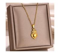 XXCLW Fashion Necklaces Woman Stainless Steel Love Heart Pendant Necklaces Virgin Girls Jewelry Rose Gold Color Chain Link(6)