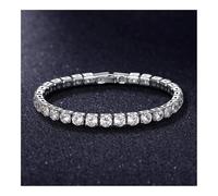 XXCLW Hiphop Iced Out 4mm Cubic Zirconia Crystal Tennis Bracelets For Women Men Gold Color Silver Color Bracelet Chain Jewelry(19cm_Blue)