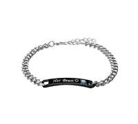 XXCLW Love Bangle Men And Women Couple Bracelets Her King His Queen Titanium Steel Couple Bracelets Charm Wrist Chain(B-Her Beast)
