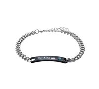 XXCLW Love Bangle Men And Women Couple Bracelets Her King His Queen Titanium Steel Couple Bracelets Charm Wrist Chain(B-Her King)