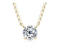 XXCLW Moissanite Necklace Real 925 Silver Chain 6.5-9mm Solitaire Pendant Necklaces For Women Jewelry Gifts(Yellow Gold Plated_1CT 6.5MM)