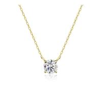 XXCLW Moissanite Necklaces For Women Diamond S925 Silver Plated 18k Dainty Necklace(Yellow gold color_45CM_1CT 6.5MM)