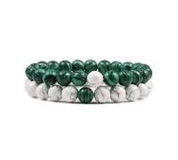 XXCLW Set Bracelet Couples Distance Black White Natural Lava Stone Tiger Eye Beaded Yoga Bracelets For Men Women Elastic Rope Jewelry(8mm white malachite)