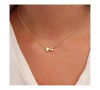 XXCLW Tiny Heart Dainty Initial Necklace Gold Silver Color Letter Name Choker For Women Pendant Jewelry Gift(Silver_Z)
