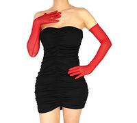 XXDingbs Women's 1920s Flapper Extra Long Sheer Opera Gloves Mesh Tulle Gloves for Bridal, Christmas Costume Party & Dance, Red, One Size