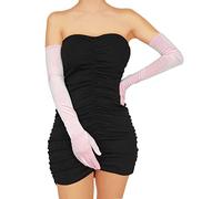 XXDingbs Women's 24 Inch Velvet Elbow Length Gloves for Wedding, Opera, Dinner Party & More, Pink, One Size