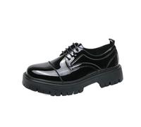 XXDML Mens Lace Up Shoes Round Toe Patent Finish Chunky Sole Platform | Round Toe | Lace Up | Patent Finish | Chunky Platform Sole | Elevated | Non-Slip | Size 38-45