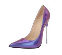XXDML Pointed Patent Ultra High Heel Stiletto Slip On Women Stage Pointed | Patent Finish | Metallic Stiletto Heel | Ultra High Heel 8cm+ | Slip On | Laser & Snake Variants | Black Red Gold