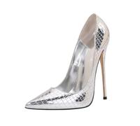 XXDML Pointed Patent Ultra High Heel Stiletto Slip On Women Stage Pointed | Patent Finish | Metallic Stiletto Heel | Ultra High Heel 8cm+ | Slip On | Laser & Snake Variants | Black Red Gold