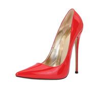 XXDML Pointed Patent Ultra High Heel Stiletto Slip On Women Stage Pointed | Patent Finish | Metallic Stiletto Heel | Ultra High Heel 8cm+ | Slip On | Laser & Snake Variants | Black Red Gold