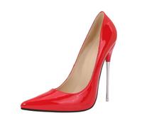 XXDML Pointed Patent Ultra High Heel Stiletto Slip On Women Stage Pointed | Patent Finish | Metallic Stiletto Heel | Ultra High Heel 8cm+ | Slip On | Laser & Snake Variants | Black Red Gold