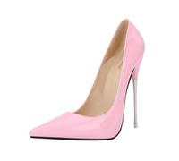XXDML Pointed Patent Ultra High Heel Stiletto Slip On Women Stage Pointed | Patent Finish | Metallic Stiletto Heel | Ultra High Heel 8cm+ | Slip On | Laser & Snake Variants | Black Red Gold
