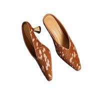 XXDML Square Toe Leopard Print Mule Sculptural Heel Slip On Women Retro Square Toe | Leopard Print | Sculptural Chunky Heel 6-8cm | Mule Slip On | Sheepskin Lining | Black/Brown Spot
