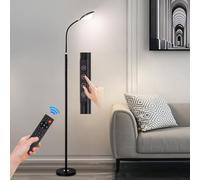 XXEAN Super Bright LED Floor Lamp with Remote,22W Dimmable Standard Standing Lamp for Bedroom,Adjustable 10 Levels Brightness Tall Lamp with Timer,Touch Control Black Floor Lamp for Living Room