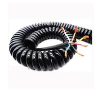 XXHNBF Coiled Extension Cord, Spiral Coiled Line Wire,6 core Spring telescopic wire spiral cable 0.2 square millimeter 24AWG .5m 7. black color power cord expandable(2.5m)