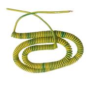 XXHNBF Coiled Extension Cord, Spiral Coiled Line Wire,Yellow-green Ground Spring 1.5 Square Double Color Telescopic Grounding Cable stretch 2m 5m 6m 8m 10m(Stretch 6m)