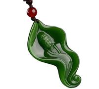 XXHNBF Prayer Necklace, Natural Hetian Jade Guanyin Necklace, Jadeite Jasper Pendant, Prosperity Money Good Luck Talisman for Unisex 1 Pcs