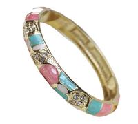 XXHNBF Women's Bracelet, Cloisonne Enamel Geometric Rhinestone Bangles Bracelets Women Multi Color Chinese Ethnic Traditional Handcraft Jewelry Accessories Gifts(White Pink Green)