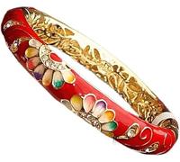 XXHNBF Women's Bracelet, Colorful Rhinestone Ethnic Bracelets Fashion Enamel Accessories Classical Gold Plating Jewellery Women Bangles