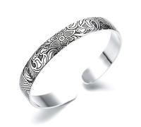 XXHNBF Women's Bracelet, Ladies 925 Silver Bracelet Vintage Vintage Flower Cuff Bangle Silver Jewellery Birthday Gifts