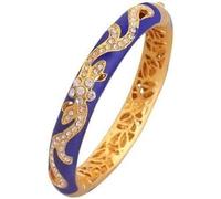 XXHNBF Women's Bracelet, Red Blue Rhinestone Bracelets Fashion Openwork Enamel Women Bangles Classic Gold Plating Accessories Jewellery Birthday(Blue 57 58mm About)