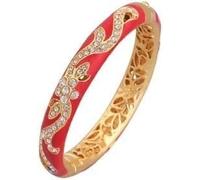 XXHNBF Women's Bracelet, Red Blue Rhinestone Bracelets Fashion Openwork Enamel Women Bangles Classic Gold Plating Accessories Jewellery Birthday(Red 57 58mm About)