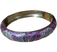 XXHNBF Women's Bracelet, Retro Enamel Clover Flowers Braceletpring Hinged Cuff Bangles for Women Chinese Traditional Handcrafts(Purple)