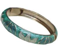 XXHNBF Women's Bracelet, Retro Enamel Clover Flowers Braceletpring Hinged Cuff Bangles for Women Chinese Traditional Handcrafts(Green)