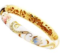 XXHNBF Women's Bracelet, Vintage Rhinestone Bangles Ladies Enamel Bracelets Gold-Plated Accessories Openwork Fashion Jewelry(White)