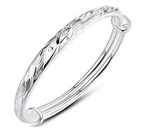 XXHNBF Women's Bracelet, Women 925 Silver Bracelet Hand Carve Phoenix Adjustable Cuff Bangle Friendship Bracelet Ladies Silver Jewellery Birthday