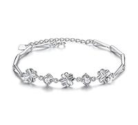 XXHNBF Women's Bracelet, Women 925 Silver Bracelet Silver Flower Bracelet Exquisite Ladies Bracelet Silver Jewellery Gifts