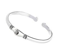 XXHNBF Women's Bracelet, Women 925 Silver Bracelet Vintage Adjustable Cuff Bangle Hand Carve Friendship Bracelet Silver Jewellery Birt