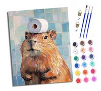 XXHXIE Paint by Numbers for Adults DIY Painting by Numbers Kits Capybara with Toilet Paper with Acrylic Paints Pre Printed Canvas and Brushes Gift Wall Decor 16x20 inch with Frame