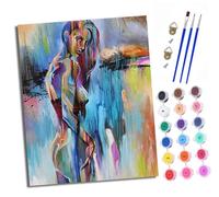 XXHXIE Paint by Numbers for Adults DIY Painting by Numbers Kits Colorful Portrait of a Woman with Acrylic Paints Pre Printed Canvas and Brushes Gift Wall Decor 16x20 inch Without Frame