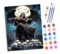 XXHXIE Paint by Numbers for Adults DIY Painting by Numbers Kits Death Playing The Violin with Acrylic Paints Pre Printed Canvas and Brushes Gift Wall Decor 16x20 inch Without Frame