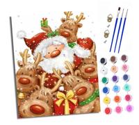 XXHXIE Paint by Numbers for Adults DIY Painting by Numbers Kits Elk and Santa Claus with Acrylic Paints Pre Printed Canvas and Brushes Gift Wall Decor 16x20 inch with Frame