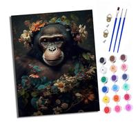 XXHXIE Paint by Numbers for Adults DIY Painting by Numbers Kits Flower Vine gorillawith Acrylic Paints Pre Printed Canvas and Brushes Gift Wall Decor 16x20 inch with Frame