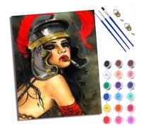 XXHXIE Paint by Numbers for Adults DIY Painting by Numbers Kits Knight Riding Through a sea of Flowers with Acrylic Paints Pre Printed Canvas and Brushes Gift Wall Decor 16x20 inch Without Frame
