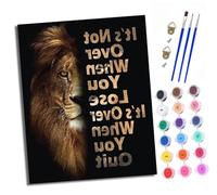 XXHXIE Paint by Numbers for Adults DIY Painting by Numbers Kits Lions and Inspirational Quotes with Acrylic Paints Pre Printed Canvas and Brushes Gift Wall Decor 16x20 inch Without Frame